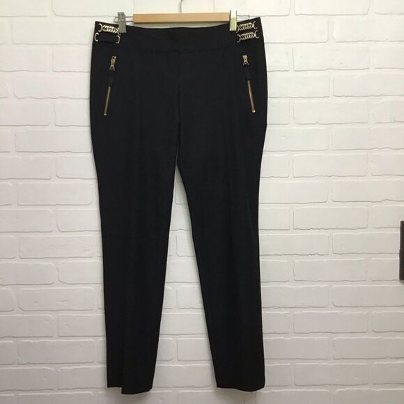 TENAX black pants size 44 gold chains hardware edgy rebel dress office pants - Picture 14 of 14